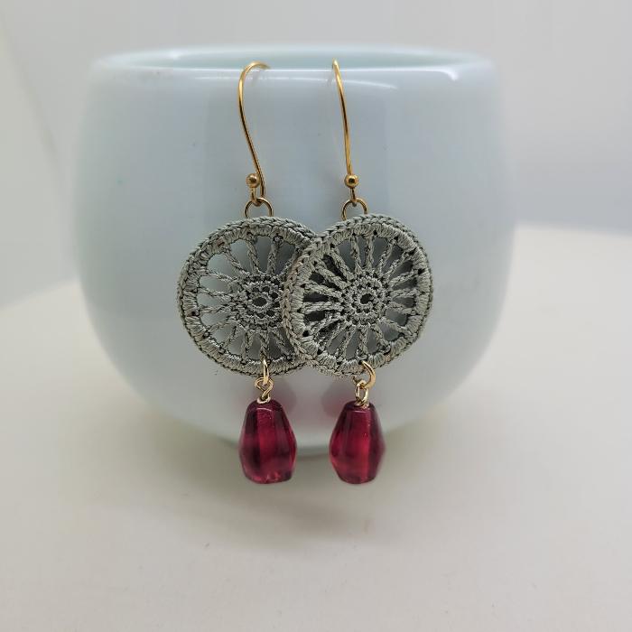 Pomegranate Earrings, Single Glass Seeds