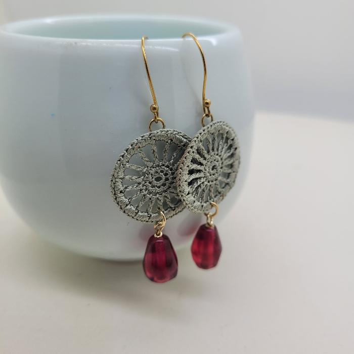 Pomegranate Earrings, Single Glass Seeds