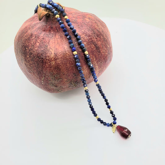 Lapus Lazuli Pomegranate Necklace