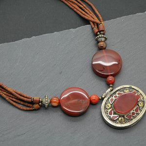 Agate Necklace, Afghan Vintage Necklace