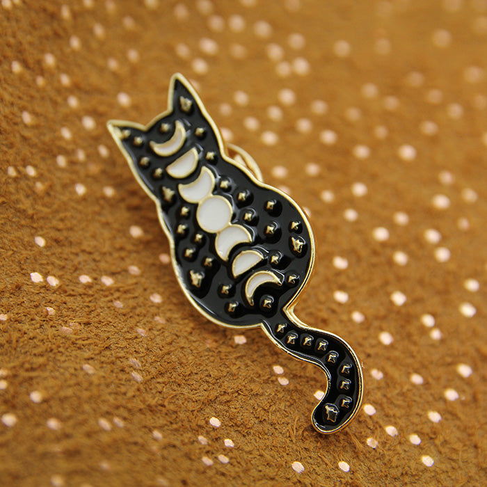 Cat moon Brooch