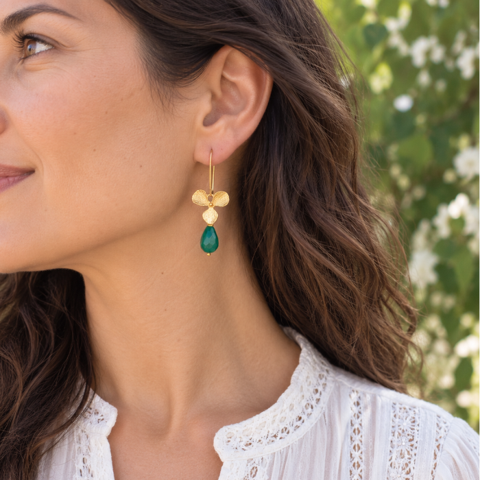 Green Stine Flower Earrings - Yalda Concept Store Persan