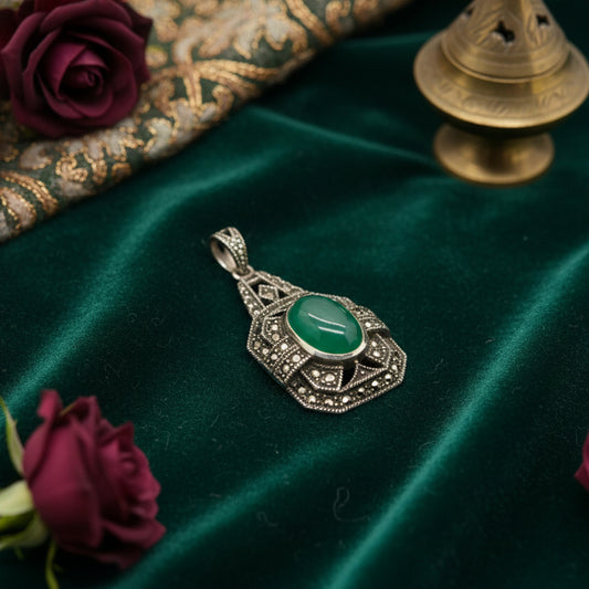 Green Agate Pendant - Yalda Concept Store Persan