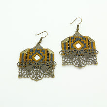 Load image into Gallery viewer, Handmade Embroidered Hexagon Earrings

