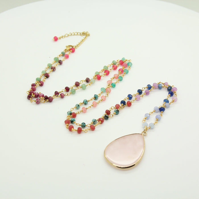 Quartz Necklace with a Splash of Color