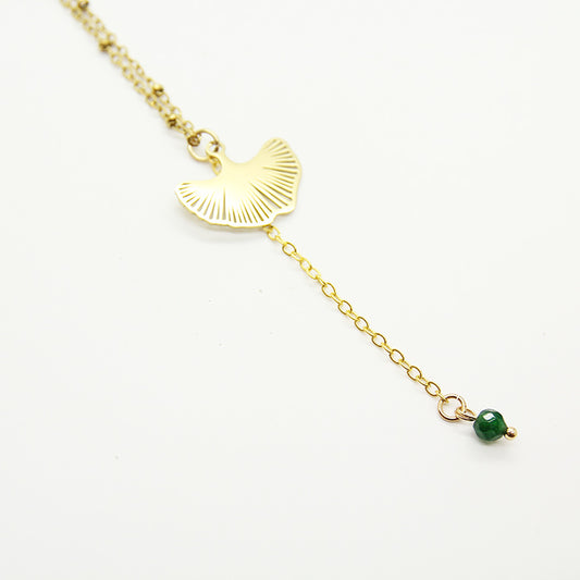 Ginkgo Necklace Green stone - Yalda Concept Store Persan