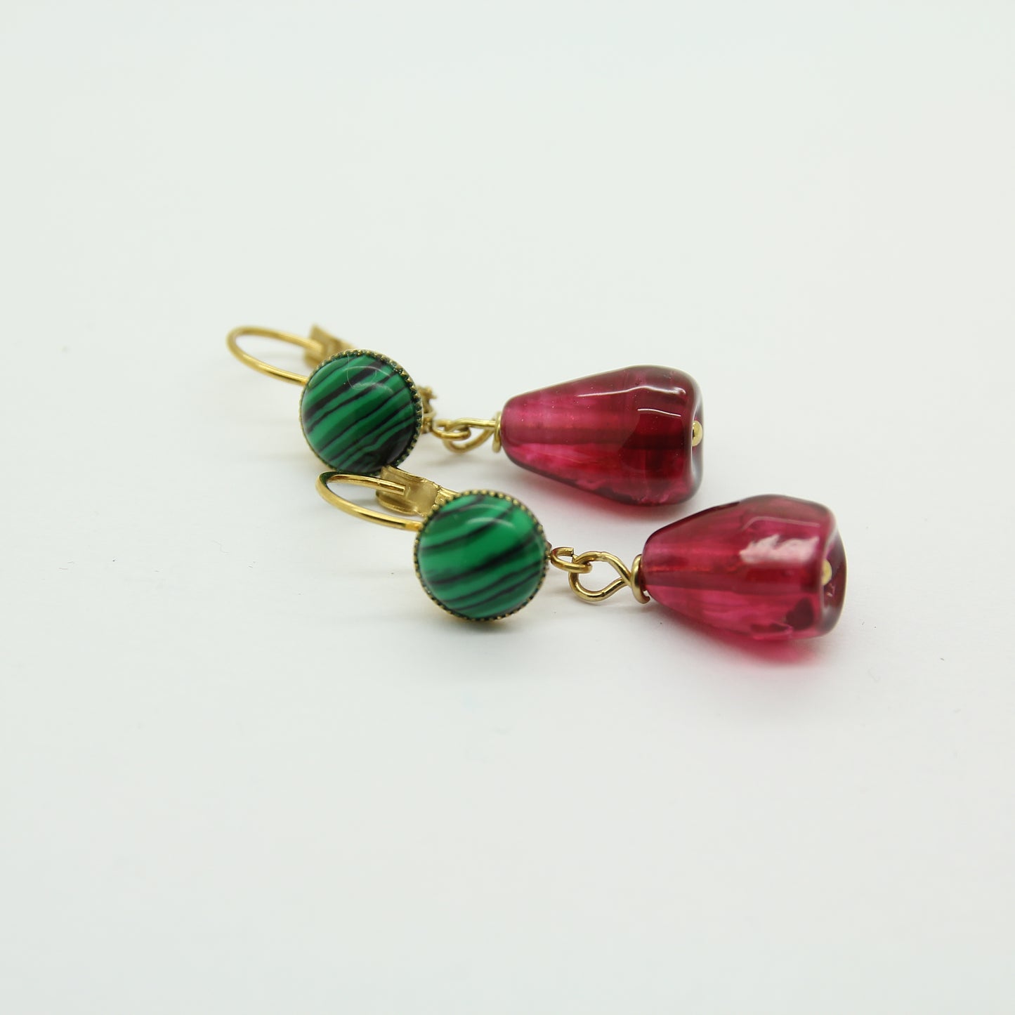 Pomegranate and Malachite Earrings