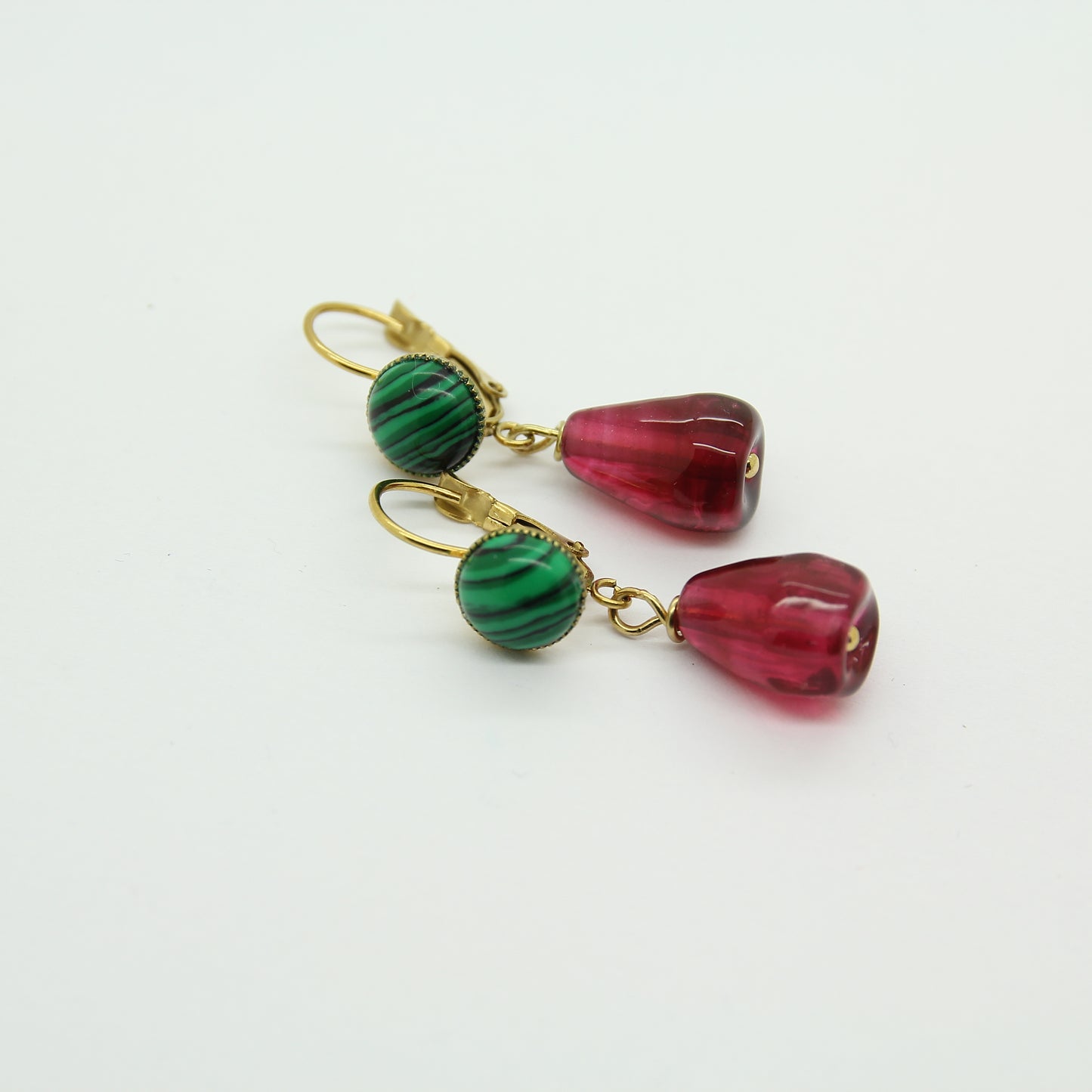 Pomegranate and Malachite Earrings