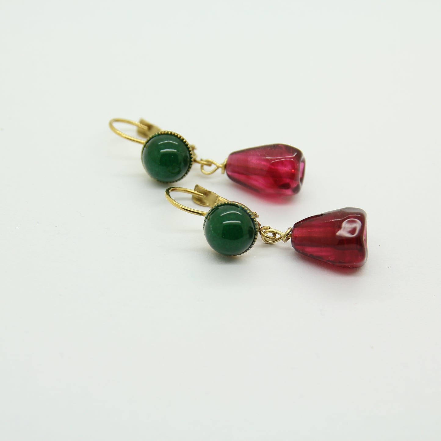 Pomegranate and Malachite Earrings