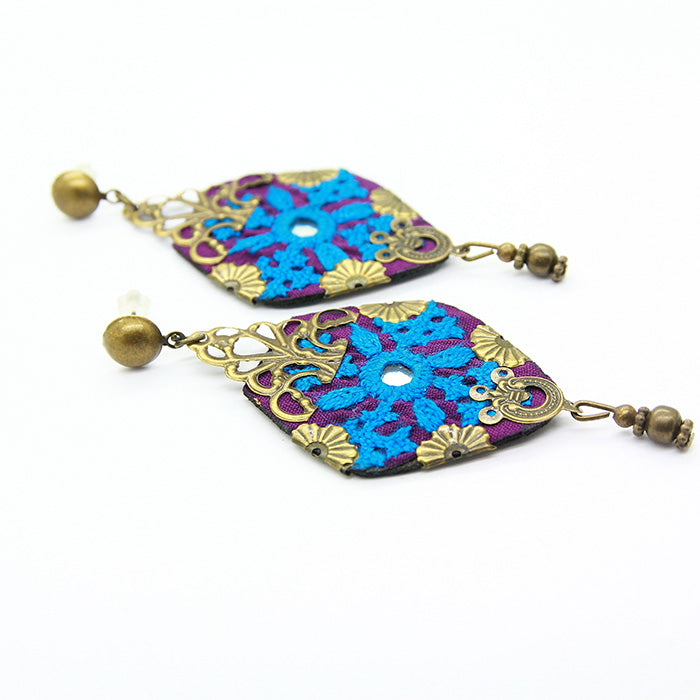 Persian Embroidered Earrings , little green