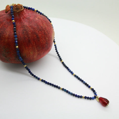 Lapus Lazuli Pomegranate Necklace