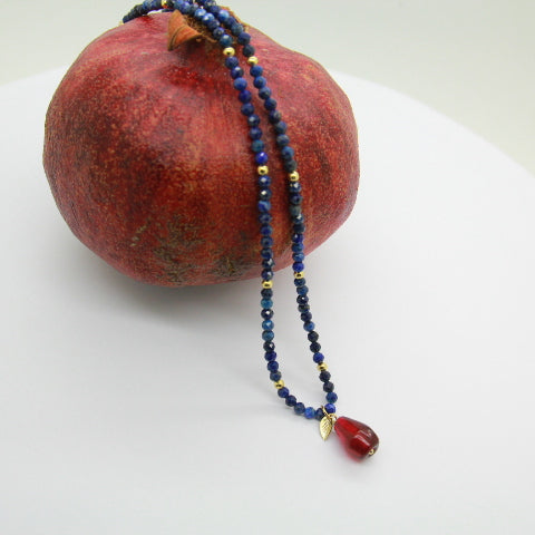 Lapus Lazuli Pomegranate Necklace