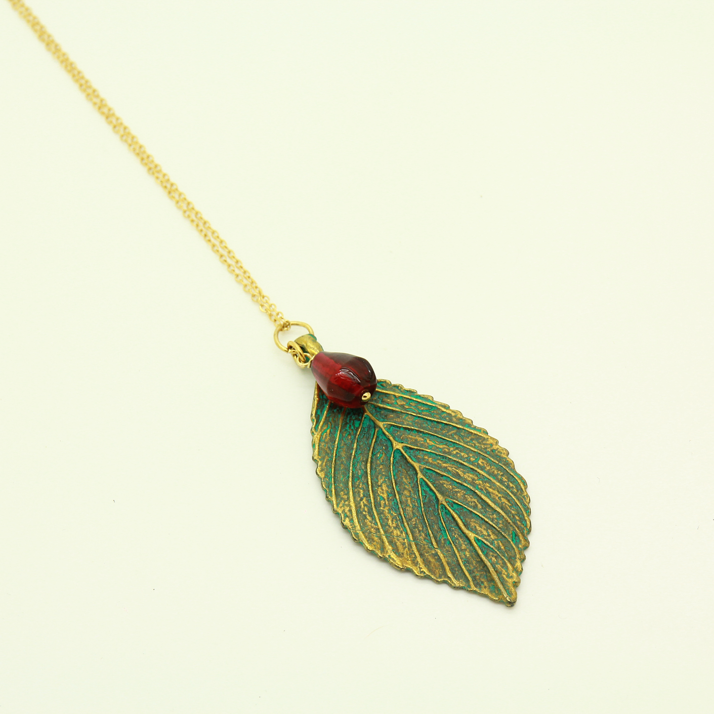 Pomegranate Necklace with Big Leaves