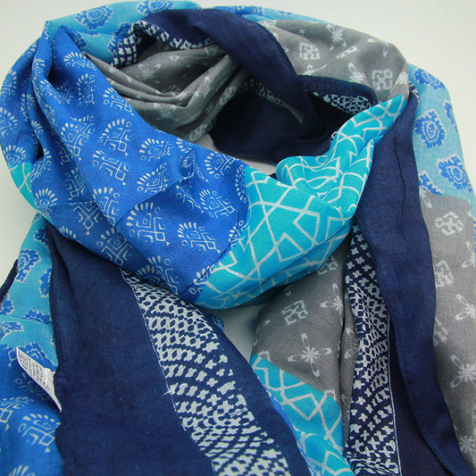 Oriental Blue Wrap, 100%