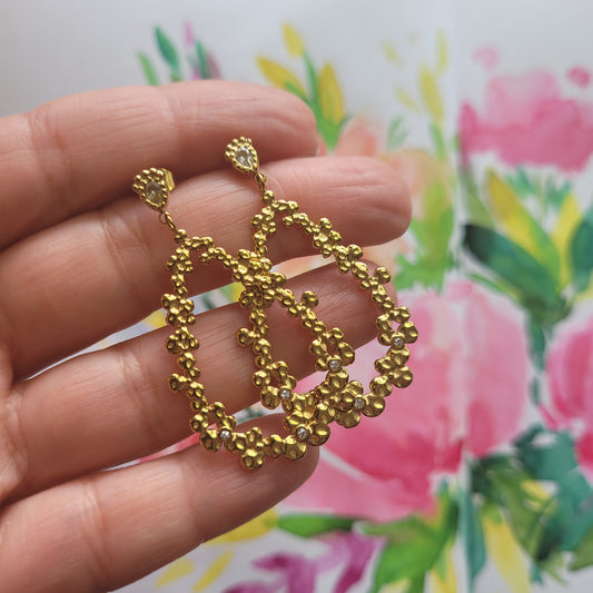 Golden flower earrings