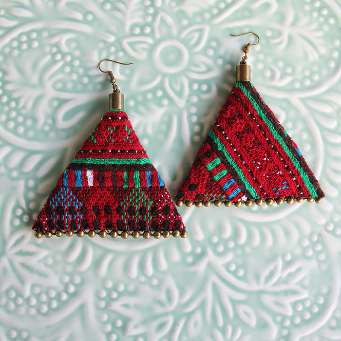 Embroidered Statement Earrings