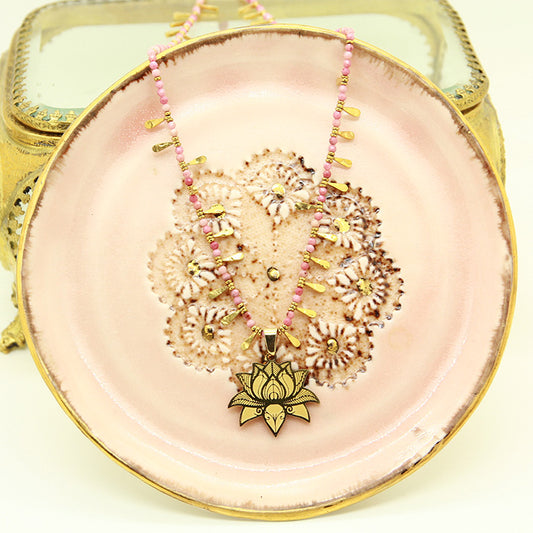 Persian Lotus, Rhodonite Stones Chain