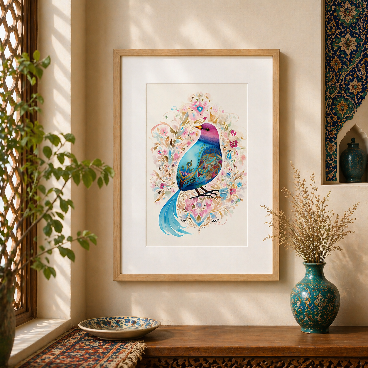 Persian bird Illustration, Art wall gift - Yalda Concept Store Persan