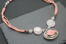 Load image into Gallery viewer, Pink Quartz Necklace, Afghan Vintage Necklace
