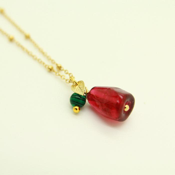 Pomegranate and Malachite necklace