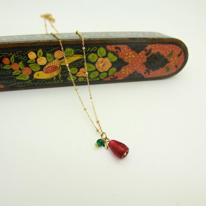 Pomegranate and Malachite necklace