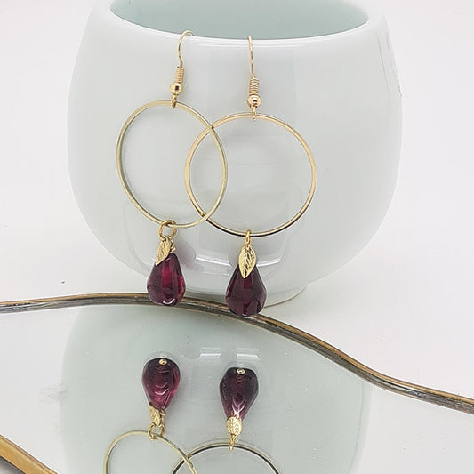 Pomegranate Earrings Single Seed Drops