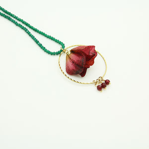 Poppy Necklace, Agate stones