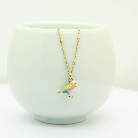 Pink Bird Necklace