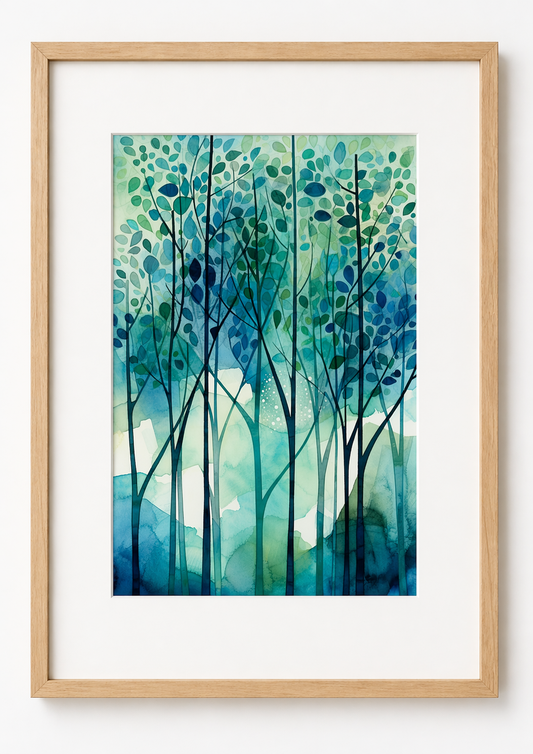 Blue Forest Illustration, - Yalda Concept Store Persan