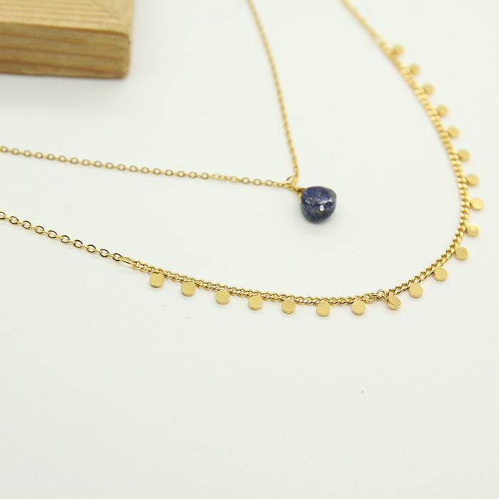 Lapis Double chain Necklace