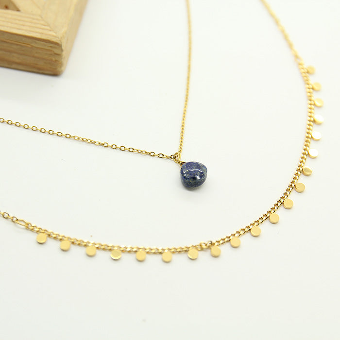 Lapis Double chain Necklace