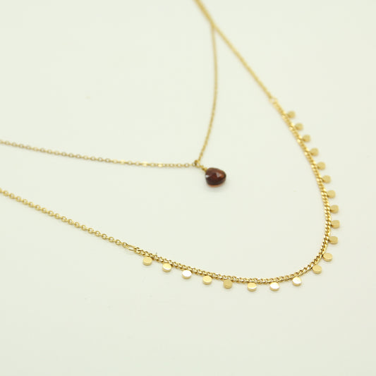 Garnet Double chain Necklace