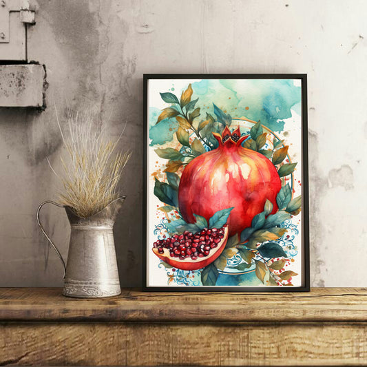 Pomegranate Illustration, Pomegranate Wall art, Pomegranate Art