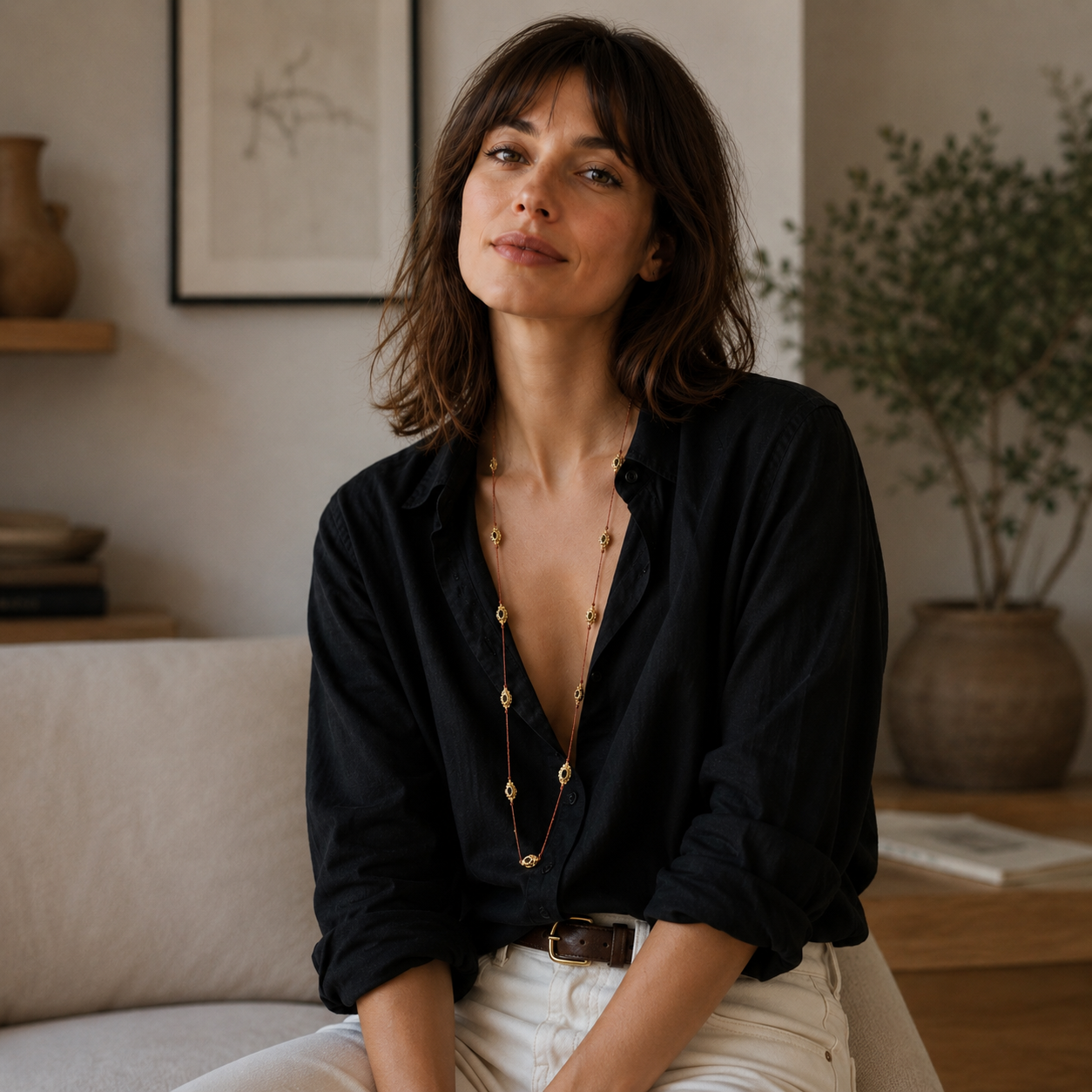 Long Agate stone necklace - Yalda Concept Store Persan