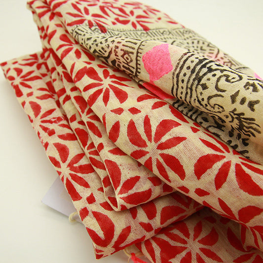 Oriental Red flowers Wrap, 100%