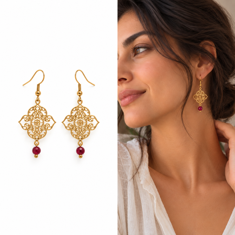 Persian Eslimi garnet earrings - Yalda Concept Store Persan