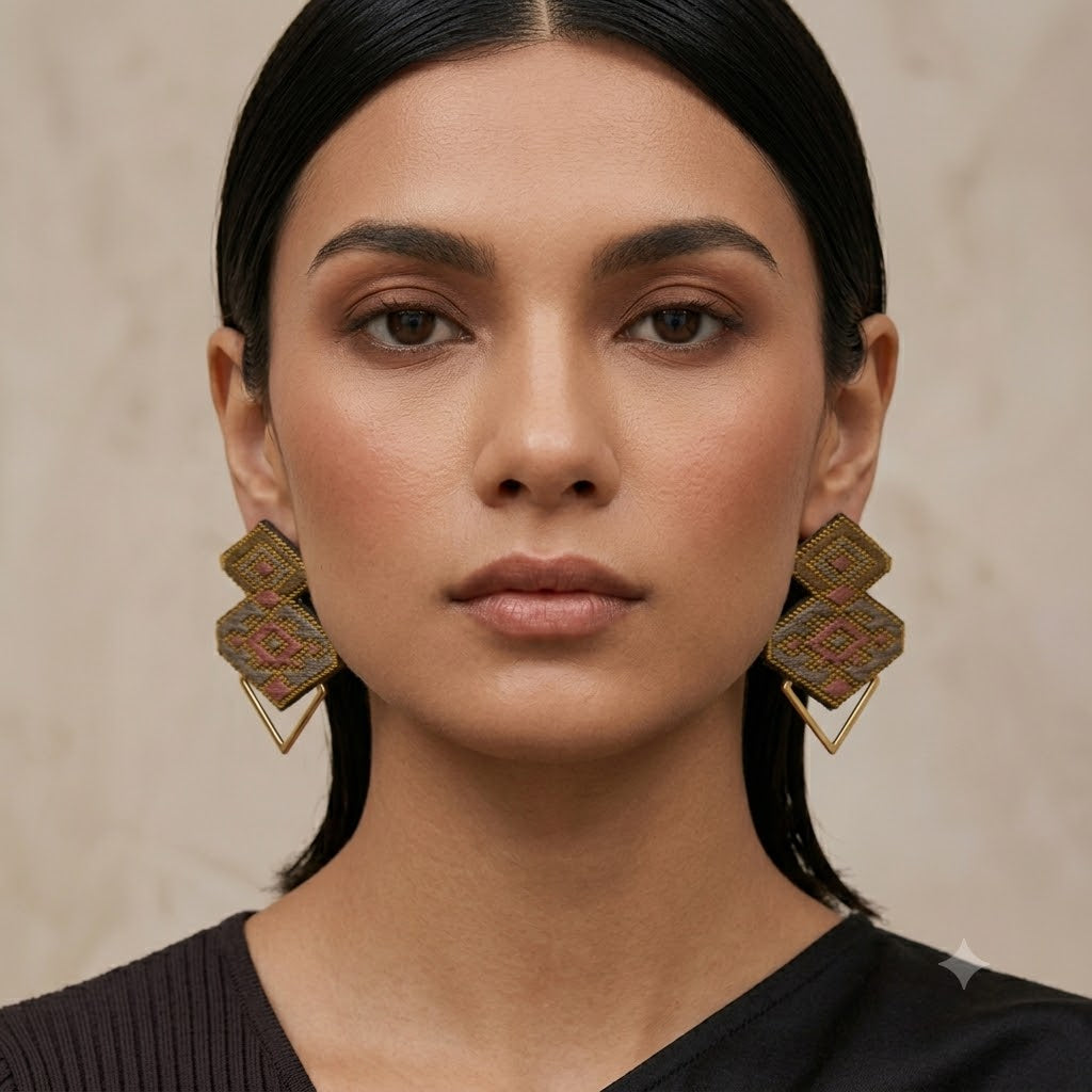 Persian Mumtaz  Embroidered  Earrings - Yalda Concept Store Persan