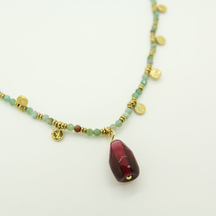 Pomegranate Necklace, African Turquoise