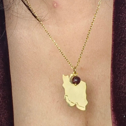 Persian Map Necklace with garnet