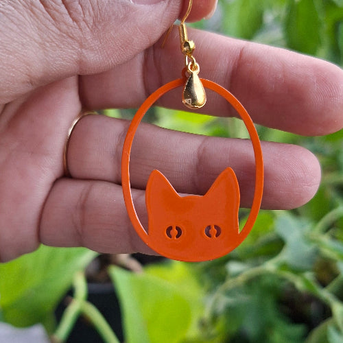 Orange Cat Earrings