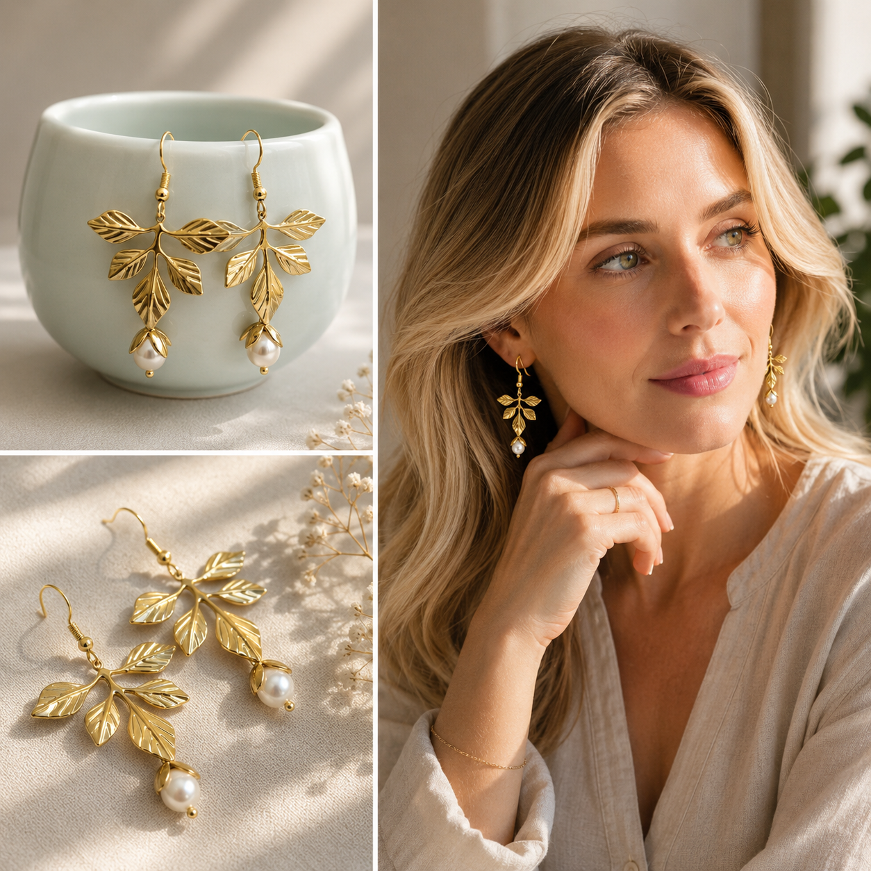 Golden leaf earrings