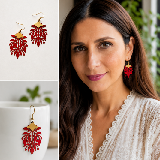 Statement Red Earrings - Yalda Concept Store Persan