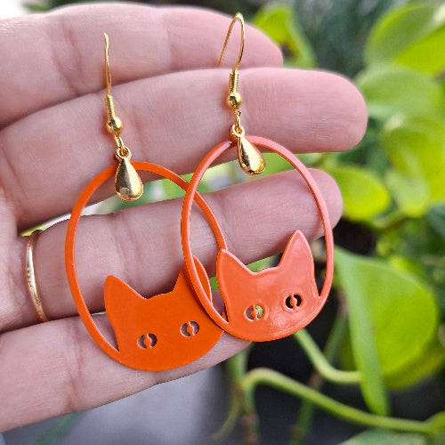 Orange Cat Earrings