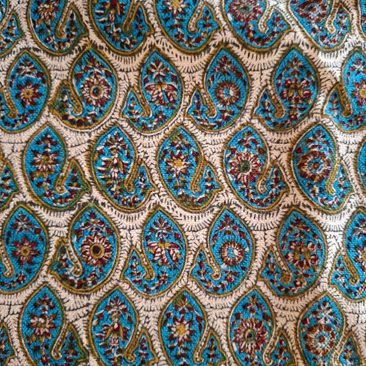 Handmade Tablecloth, Blue Motifs Ghalamkar 100x150 cm - Yalda Concept Store Persan