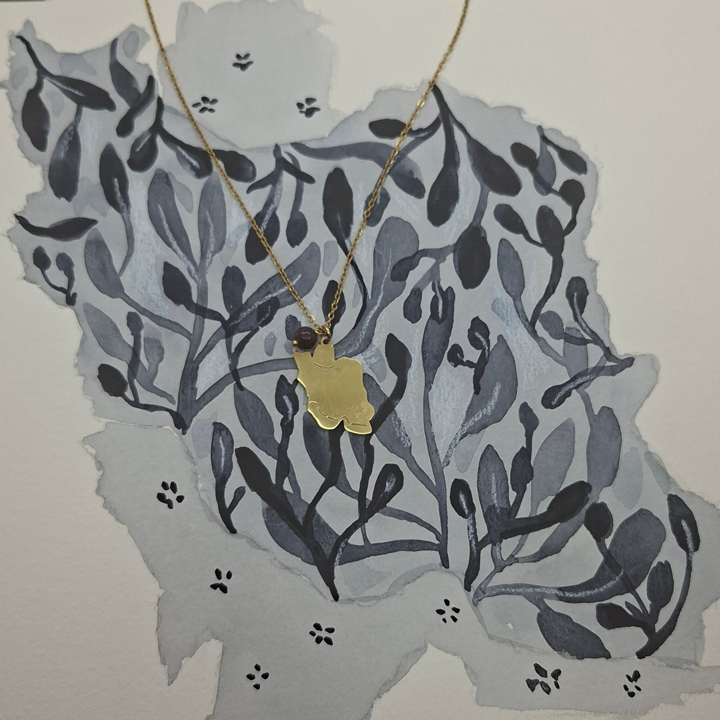 Persian Map Necklace with garnet