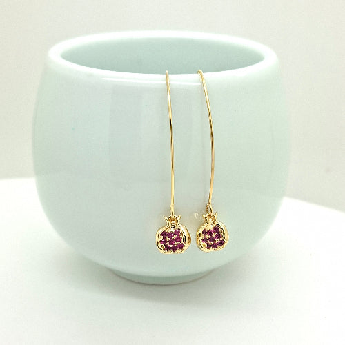 Goldish Pomegranate long Earrings