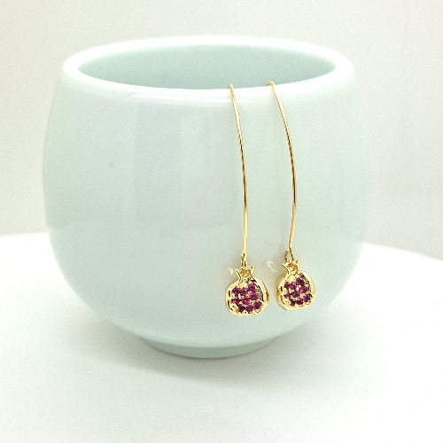 Goldish Pomegranate long Earrings