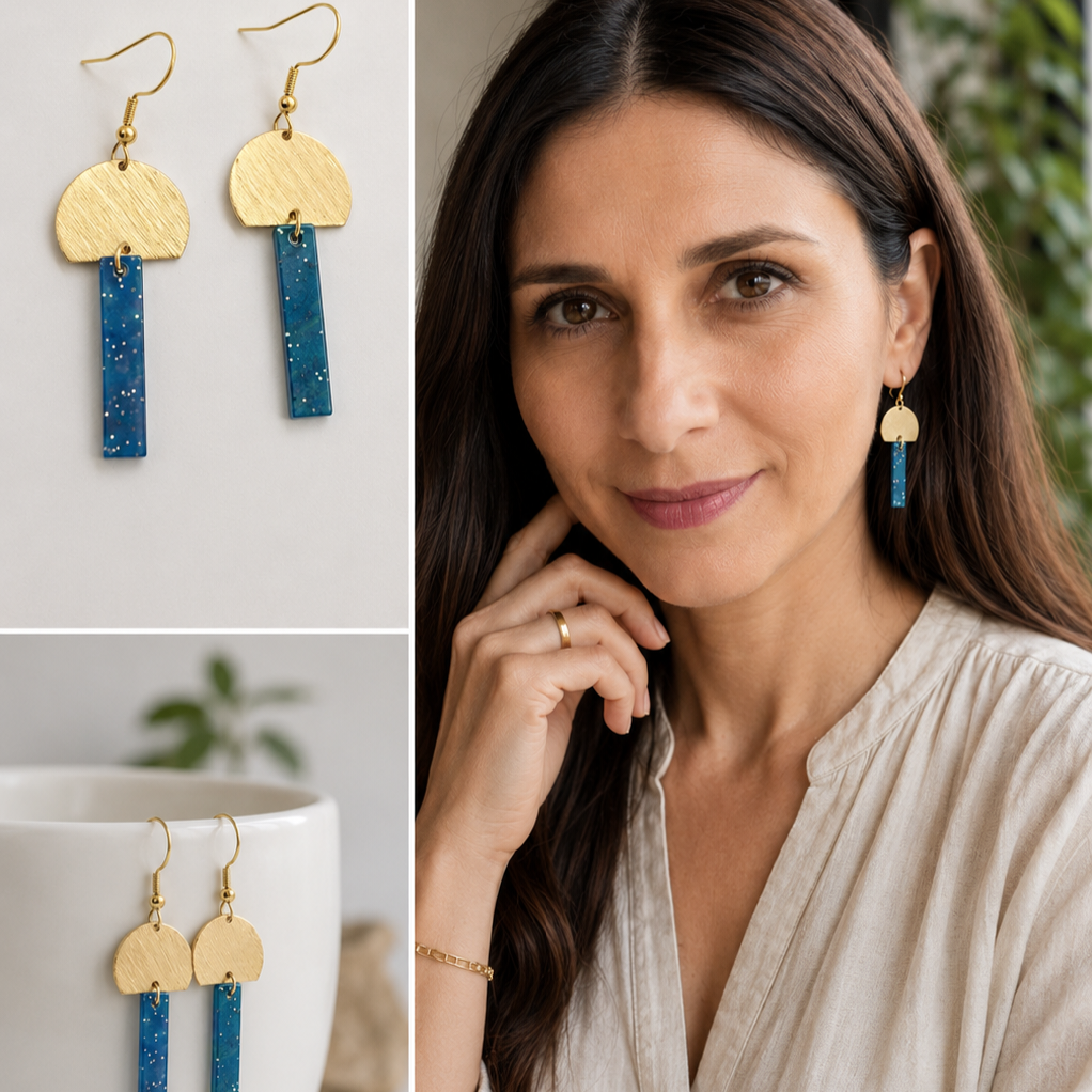 Lustre Line Green Earrings - Yalda Concept Store Persan