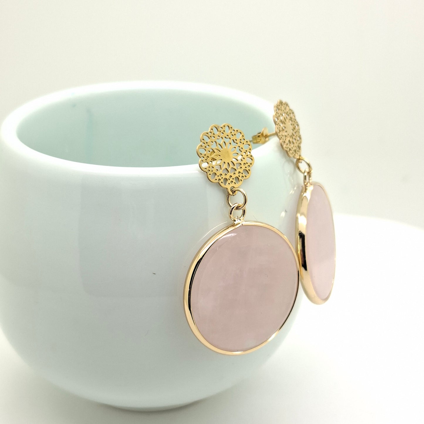 Persian Pink Quartz Earrings