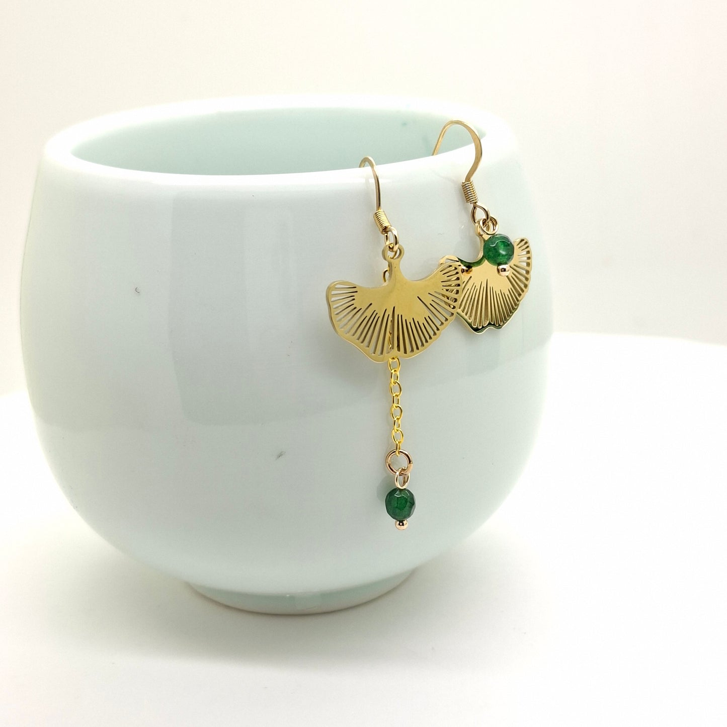 Geen Stones Ginkgo earrings